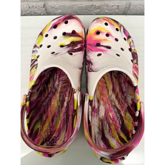 Crocs Unisex Classic Pink Marbled Tie Dye Clog Sandals Size W11 / M 9 main image 5